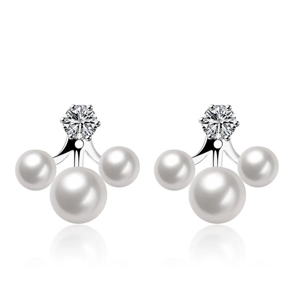 Cz stud and pearl enhancer earring jackets